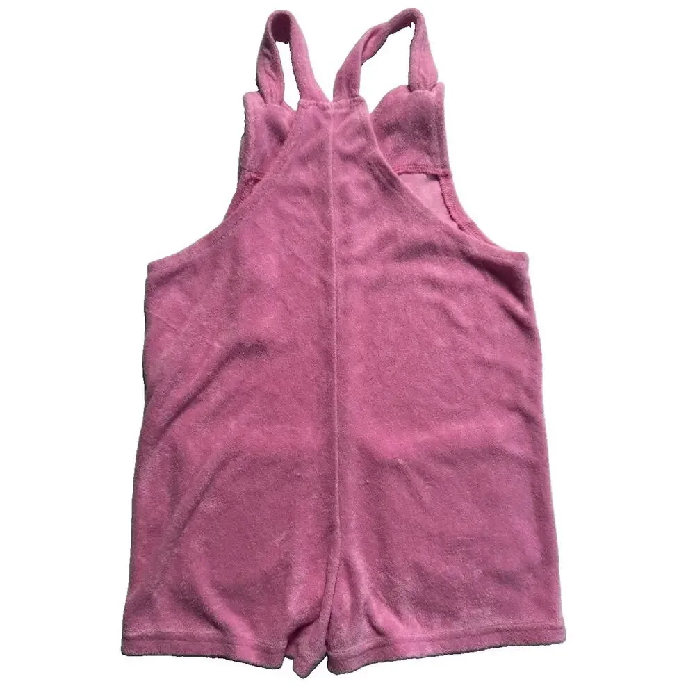 Pink Lily Kids Girls Pink Terry Cloth Romper Shortalls 3T Sleeveless Pockets